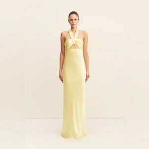 knee length dresses for ladies Shona Joy La Lune Maxi Dress in Lemon – The Closet Collective Hire main image 1